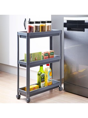 Braventa Collection Slim 3 Katlı Tekerlekli Raf Ünitesi - Dar Alanlar Için Mutfak & Banyo Organizer - Baharatlık & Havlu