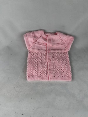 Relya Bebek Unisex Pembe Makine Yünü Tülermez Yelek 6 12 Aylık En 25 cm Boy 28 cm