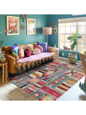 Braventa Collection Latte Dizayn Brandi Desenli Pamuk Tabanlı Yıkanabilen Kaydırmaz Antibakteriyel Salon Halısı 120X180