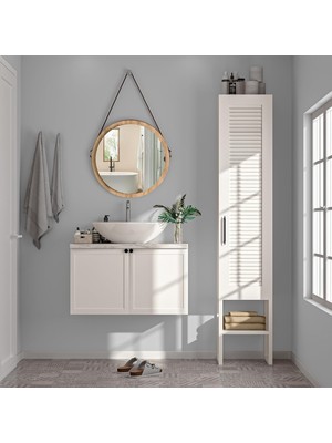 Braventa Collection Dekorex BNY130-BEYAZ Panjur Kapaklı Metal Ayaklı Banyo Dolabı