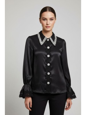 Rabiossa Kadın Kristal Yaka Gömlek