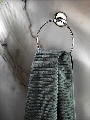 Braventa Collection Krom Kaplama Yuvarlak Halka Banyo -Mutfak Havlu Askılığı S-102