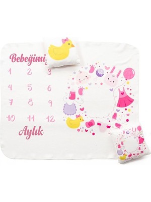 Braventa Collection Hediyesepeti Yeni Doğan Kız Bebek Doğum Hediyesi Aylık Konsept Fotoğraf Battaniyesi