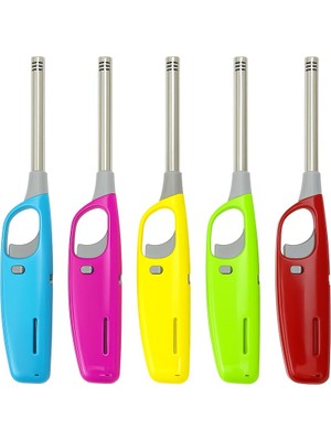 Braventa Collection Uzun Gazlı Çakmak – Renkli, Güvenlik Kilitli, Ayarlanabilir Alevli, Yeniden Doldurulabilir, Mum, Oca