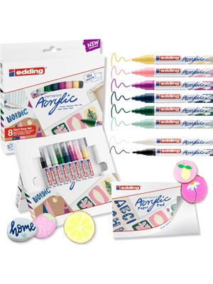 Braventa Collection Start Boya Kalemleri, Su Geçirmez; Ince ve Orta Uç, Kartpostal Pedi Dahil - 8'li Kalem Seti (Nordik)