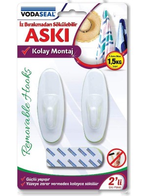 Braventa Collection Vodaseal 53.01.080 2'li Iz Bırakmaz Büyük Oval Askı, Beyaz
