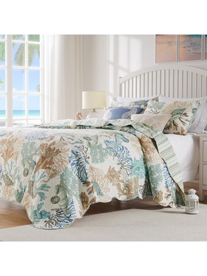 Braventa Collection Barefoot Bungalow Atlantis Kıyı Yorgan Seti, 5 Parça King/cal King, Yeşim Taşı