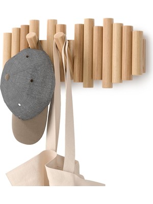 Braventa Collection Umbra Picket 5 Gardırop Askısı, Gardırop Çubuğu ve Modern Duvar Dekoasyonu Cilalı Çam Ağacından Doğa