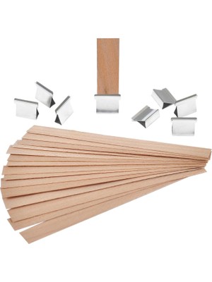 Braventa Collection Ahşap Mum Fitili 15'li Set ve 15 Adet Fitil Sehbası