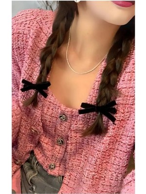 Braventa Collection Kadın Kadife Fiyonk Model Lastikli Toka 2 Adet,kadın Çocuk Mandal Toka, Lastik Toka Seti, Toka Organ