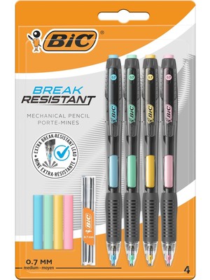 Braventa Collection Break Resistance 0.7mm Uçlu Kalem, 4'lü Blister Versatil Kalem, 4 Adet Silgi, 6 Adet Yedek Uç,yandan