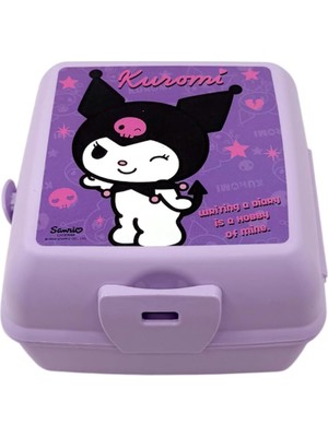 Braventa Collection Wiggle Kuromi Temalı Lisanslı 4 Bölmeli Plastik Çocuk Beslenme Kutusu - Yemek Saklama Kabı Kaşık ve