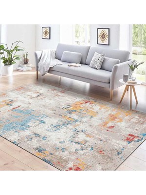 Braventa Collection Latte Dizayn Laray Desenli Pamuk Tabanlı Yıkanabilen Kaydırmaz Antibakteriyel Salon Halısı 100X300