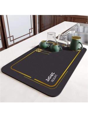 Braventa Collection Tezgah Üstü Bulaşık Yıkama Matı, Kaymaz Kurulama Örtüsü, , Siyah, Boy 45 En 35 cm