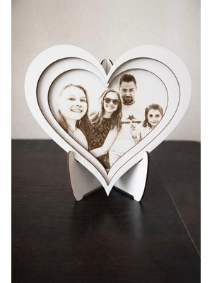 Runc Design Kişiye Özel Fotoğraf Baskılı Ahşap Kalp Çerçeve - Sevgiliye Yıl Dönümü Hediyesi- Sevgililer Günü