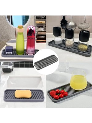 Braventa Collection Silikon Yağdanlık Yağlık Standı Altlık,çok Amaçlı Organizer Sunumluk,sabunluk Altlığı 1 Adet Siyah