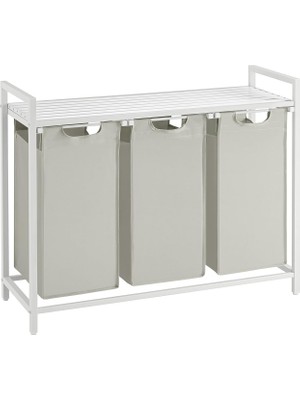 Braventa Collection Çamaşır Sepeti 3 Bölmeli, Raflı Çamaşır Torbası, Çamaşır , Oxford Kumaştan Uzatılabilir Çamaşır Torb