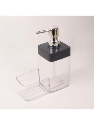 Braventa Collection Ikili Sıvı Sabunluk ve Seti - Yüzük Bez Askılı Sünger Hazneli 2X350 ml 2li Sıvı Sabunluk