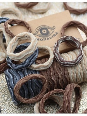 Braventa Collection Kadın Kahverengi Desenli 12'lihavlu Lastik Toka Seti, Toka Organizer, Toka, Kız Çocuk Toka, Toka Org