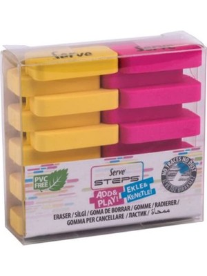 Braventa Collection Steps Silgi Fosforlu Sari-Pembe 2li Pet