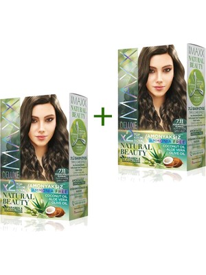 Kuzgun Ticaret 2 Paket Natural Beauty Amonyaksız Saç Boyası 7.11 Yoğun Küllü Kumral