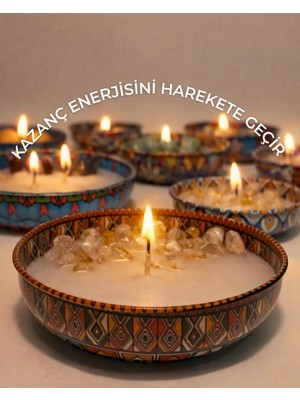 The Little Nature The Lıttle Nature Sitrin (Para) Taşı Ud Ağacı  Kokulu Dekoratif Mum (Büyük Boy)