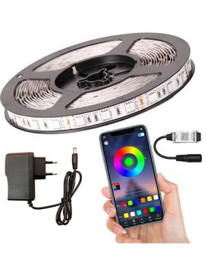 Hype Store Rgb Şerit LED Set Tak Çalıştır Bluetoothlu ve Müziğe Duyarlı 5050 Iç Mekan Silikonsuz (3 Metre)