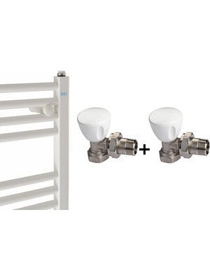 E.c.a 50X70CM Beyaz Havlupan+2 Adet Köşe Radyatör Vanası