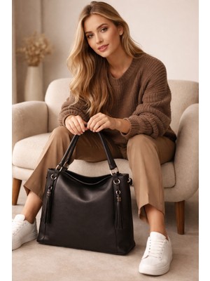 Atelier Terra Marea Dione Siyah | Hakiki Deri Kadın Çapraz ve  Omuz Çantası