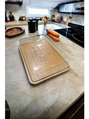 Hype Store Ahşap Dikdörtgen Kek Fanus Kapak En:23 cm Boy:32 cm