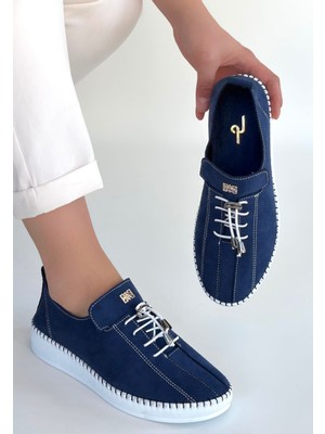 Fresco Scarfs Warte Lacivert Süet Bağcıklı Spor Ayakkabı