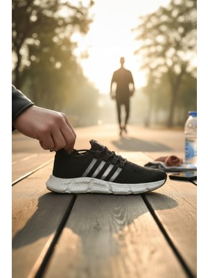 Enoch Erkek Üçlü Şerit Detaylı Petek Tabanlı Günlük Spor Ayakkabı Sneaker