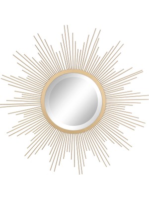 Braventa Collection Stonebriar Yuvarlak Dekoratif Antik Altın 23" Metal Yıldız Patlaması Asılı Ayna Duvar Için