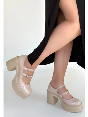 Intive Lingerie Jarlo Bej Rugan Dolgu Topuk Ayakkabı