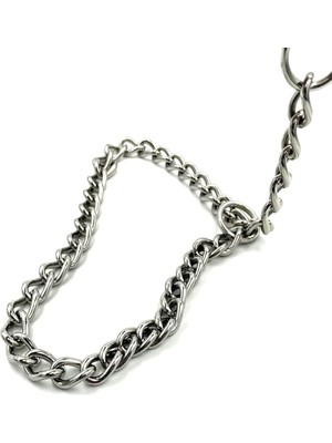 Hype Store Mizgin Paslanmaz Çelik Zincir Köpek Boğma Tasması Köpek Eğitim Zinciri (M, Gümüş)