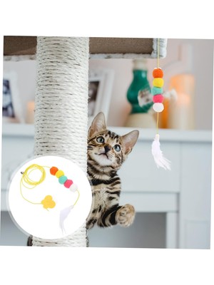 Hype Store 2 Adet Pupa Kendinden Yapışkanlı Elastik Ipli Kedi Salıncak Oyuncağı | Asılı Evcil Hayvan Oyun Oltas