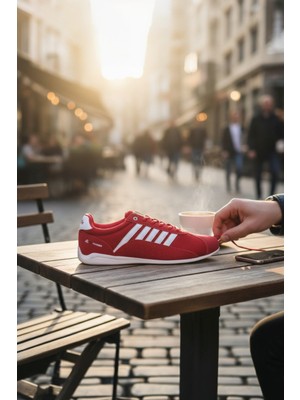 Enoch Erkek Spor ve Günlük Ayakkabı Tam Ortopedik Tabanlı Kırmızı Düz Taban Sneaker