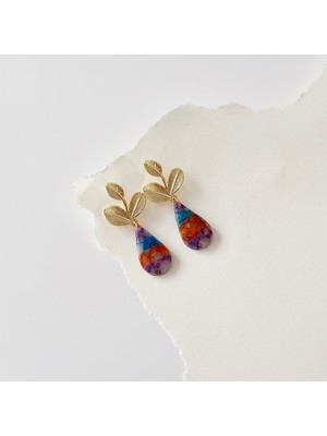 Vesce Atelier Renkli Damla Handmade Küpe