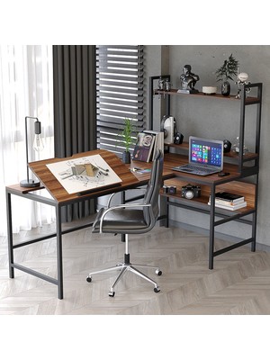 Yasmak 640-C L Masa ,raflı L Şekilli Ofis Masası