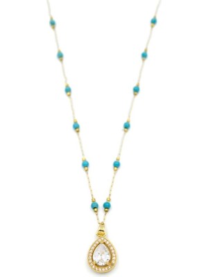 Ne Verelim Size Turkuaz Boncuklu Kolye - Altın