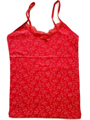 Ne Verelim Size Kadın Askılı Desenli Atlet Dantelli Empirme Pamuklu Penye D9