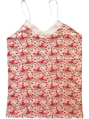 Ne Verelim Size Kadın Askılı Desenli Atlet Dantelli Empirme Pamuklu Penye D1