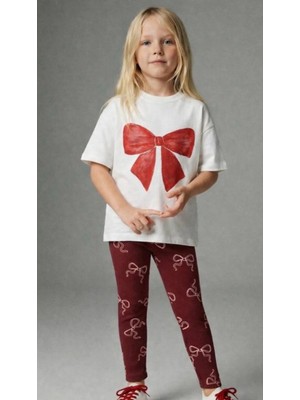 Lucco Fiyonk Baskılı Taytlı Kız Çocuk Takımı