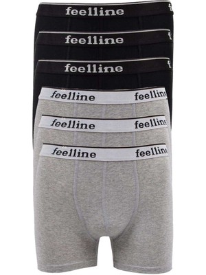 Ne Verelim Size 6 Adet Feelline Siyah ve Gri Pamuklu Doğal Likralı Erkek Boxer