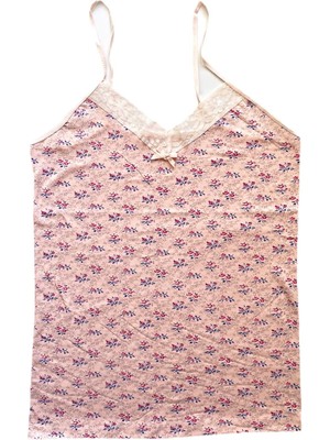 Ne Verelim Size Kadın Askılı Desenli Atlet Dantelli Empirme Pamuklu Penye D10