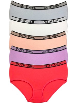 Ne Verelim Size 5 Adet Yüksek Bel Kalın Lastikli Beli Yazılı Kadın Şort Külot