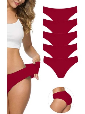 Ne Verelim Size 5 Adet Kadın Dikişsiz Lazer Kesim Esnek Iz Yapmayan Külot Bordo