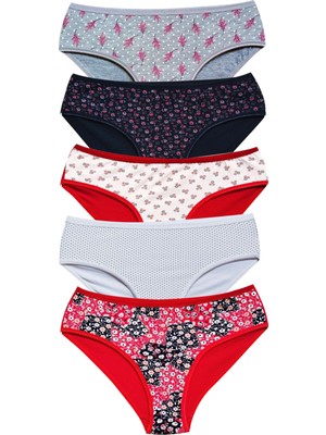 Ne Verelim Size Pamuklu Geniş Kenarlı Likralı Desenli Bato Kadın Külot 5'li Paket Set 1