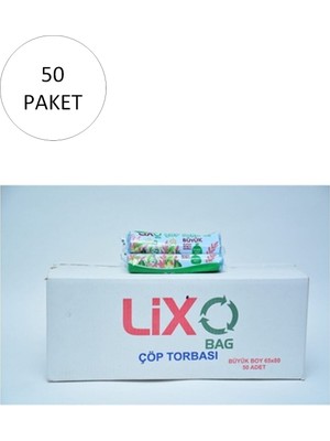 Kuzgun Ticaret Büyük Boy Çöp Torbası 65 x 80 cm 10 Lu Rulo x 50 Paket = 500 Adet (Mavi)