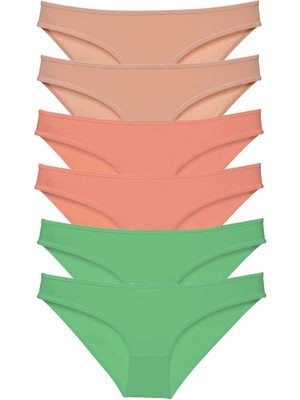 Ne Verelim Size 6 Adet Süper Eko Set Likralı Kadın Slip Külot Ten Pudra Yeşil